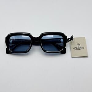 Vivienne Westwood Sunglasses Hardware VW5048 001 Black Frame Blue Lens 51mm New